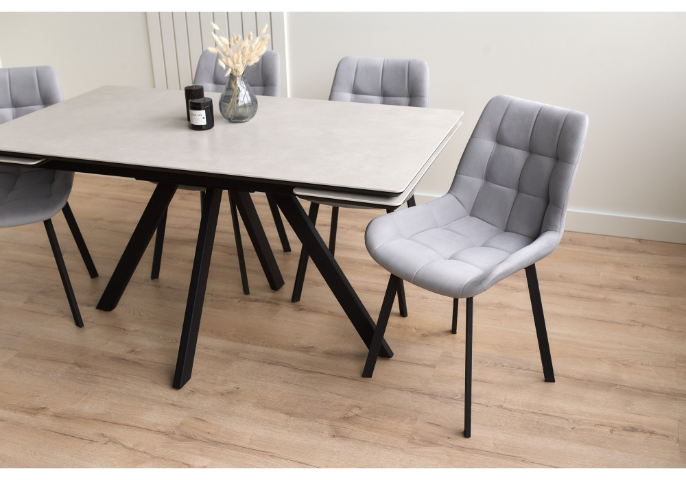 Керамический стол Вилли 140(200)х80 carmen light grey / черный