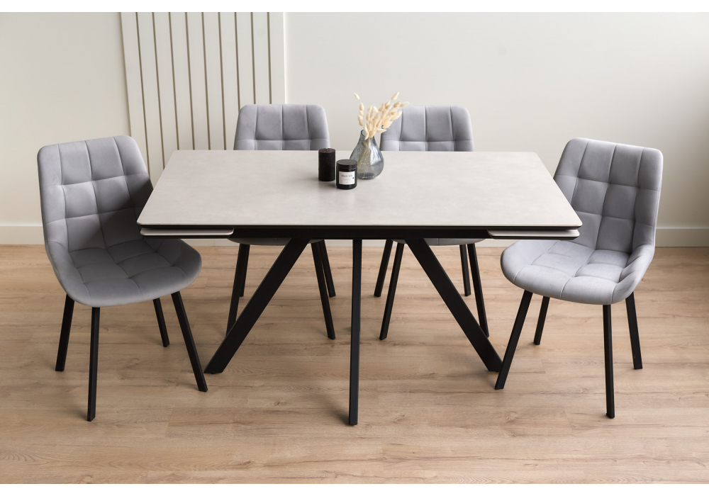 Керамический стол Вилли 140(200)х80 carmen light grey / черный