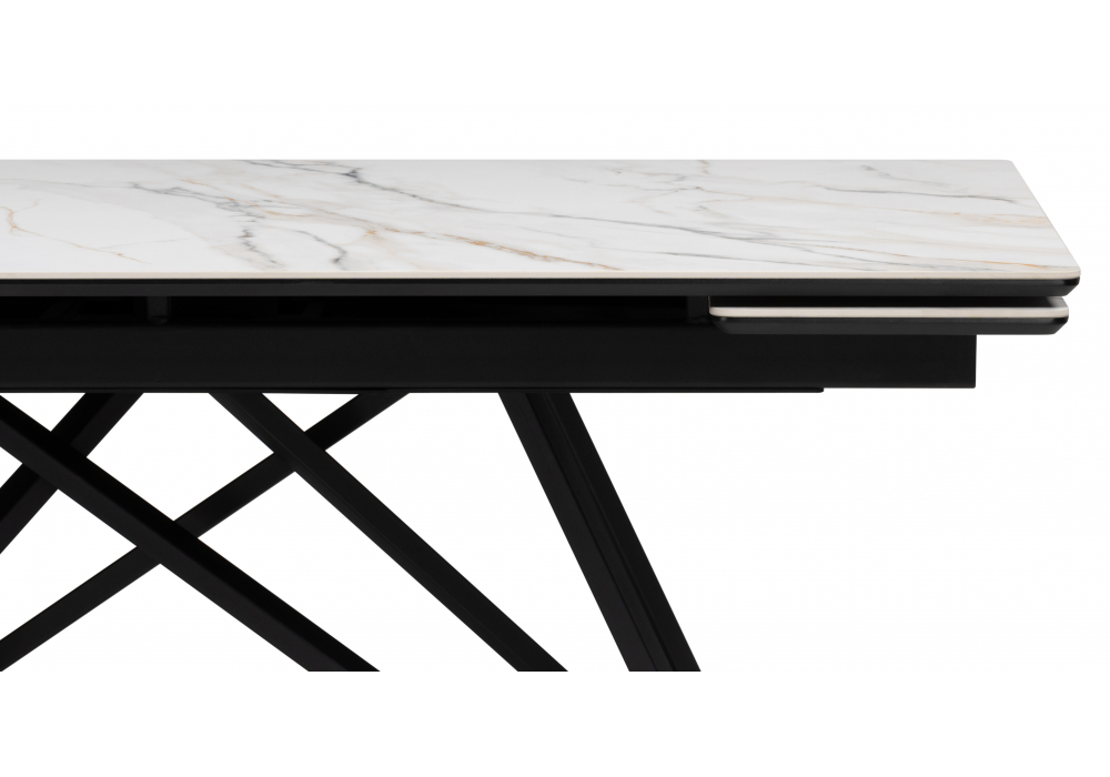 Керамический стол Вилсон 160(220)х89 белый gilt white / черный