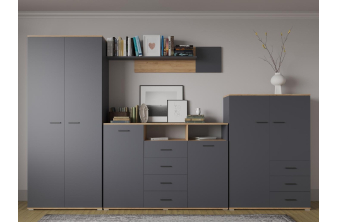 Комод Маллоу-2 дуб вотан / графит софт