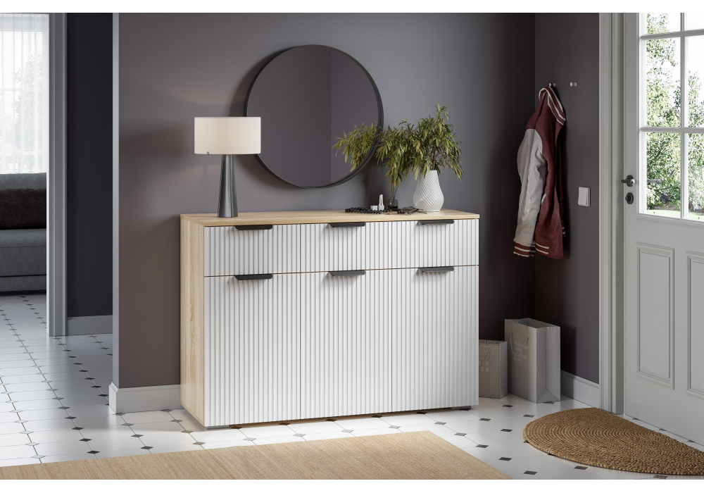 Комод Стокгольм КМ03-1200 дуб сонома / line софт пломбир