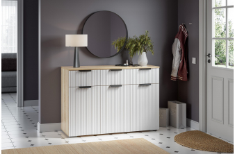 Комод Атлон белый / бетон темный