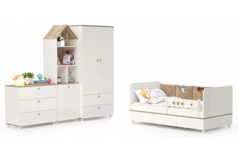 Комплект детской мебели Эльга белый шагрень / дуб белый комплектация 4