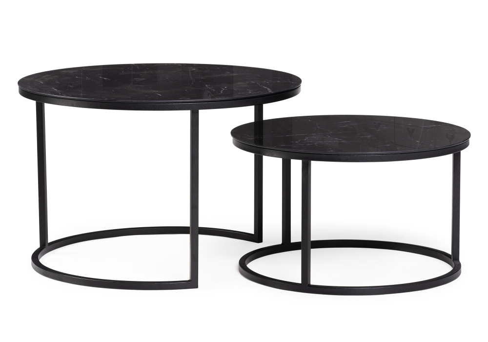 Комплект столиков Плумерия черный мрамор / черный