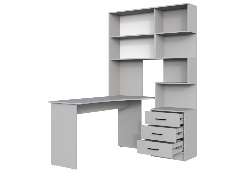 Компьютерный стол Эльброни левый шиншилла серая