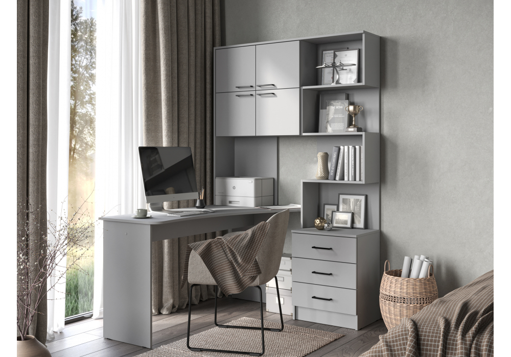 Компьютерный стол Эльброни левый шиншилла серая