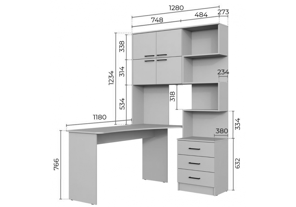 Компьютерный стол Эльброни левый шиншилла серая