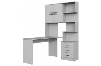 Компьютерный стол Эльброни левый шиншилла серая