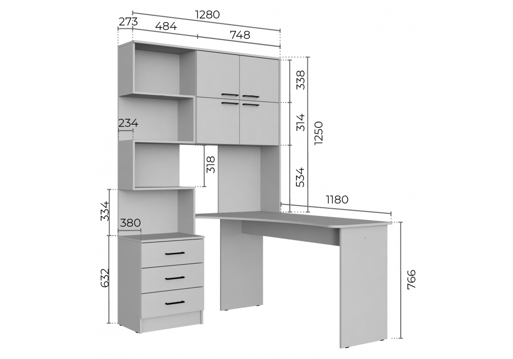 Компьютерный стол Эльброни правый белый