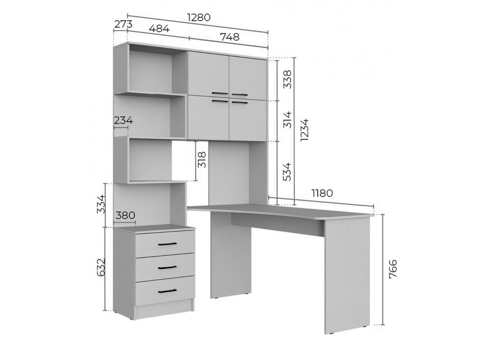Компьютерный стол Эльброни правый кашемир