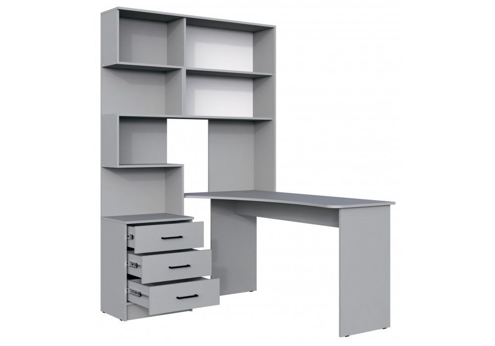 Компьютерный стол Эльброни правый шиншилла серая