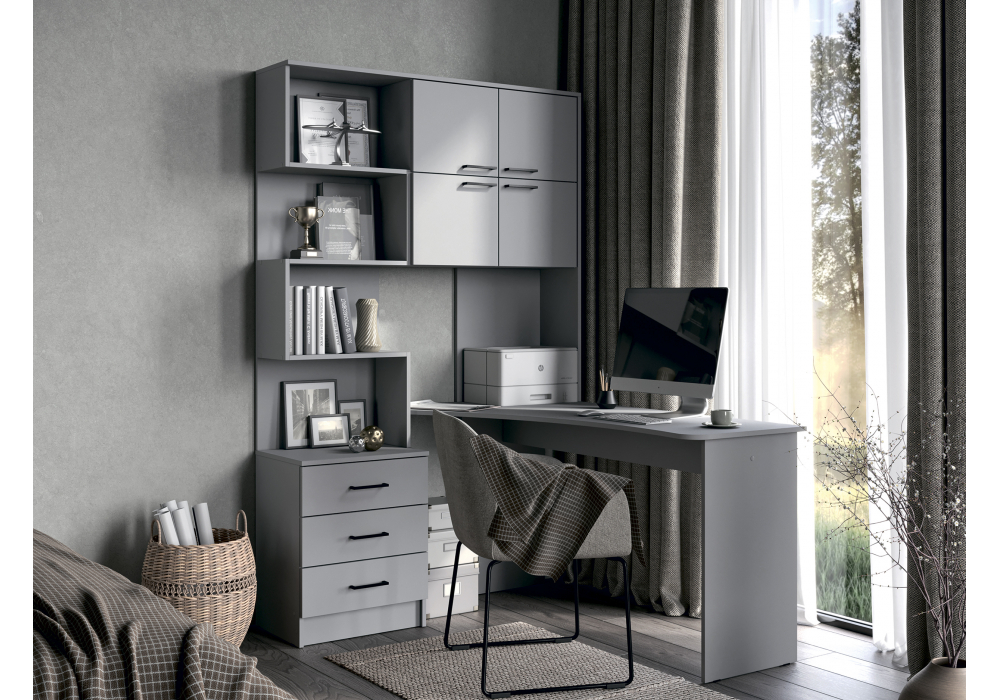 Компьютерный стол Эльброни правый шиншилла серая