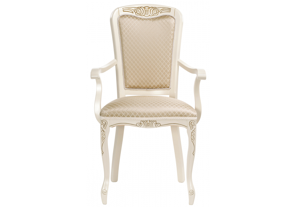 Кресло Клето слоновая кость с золотой патиной / ромб