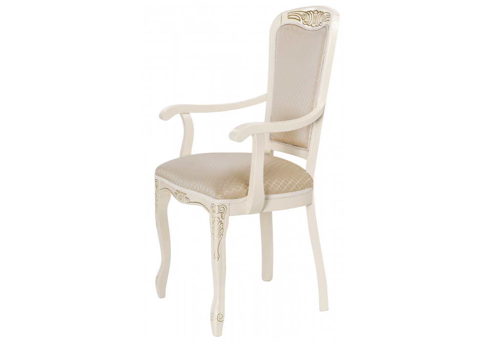 Кресло Клето слоновая кость с золотой патиной / ромб