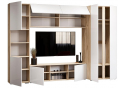 Модульная гостиная Алетра дуб крафт серый / глянец белый комплектация 1