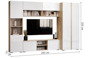 Готовая гостиная Oluwande белый / цемент светлый