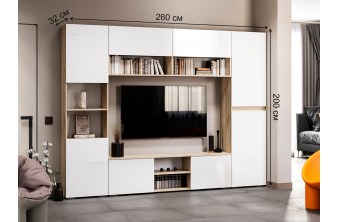 Готовая гостиная Oluwande белый / цемент светлый