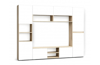 Модульная гостиная Лонгфорд комплектация 1 белый / дуб вотан