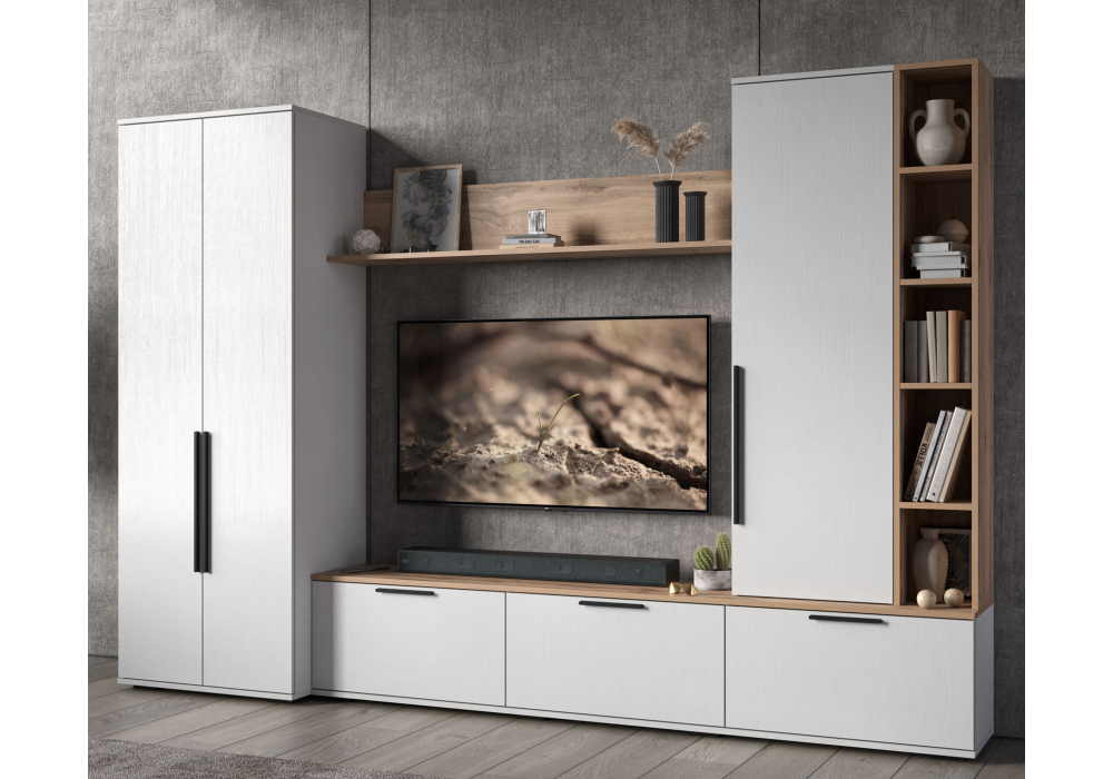 Модульная гостиная Филеста белый / дуб вотан комплектация 1