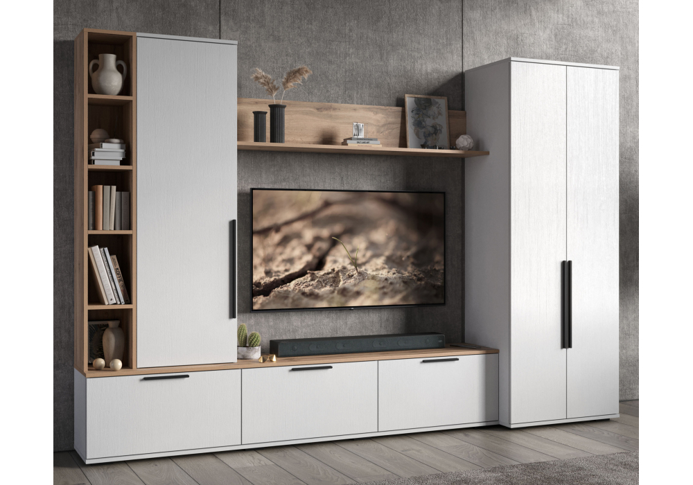 Модульная гостиная Филеста белый / дуб вотан комплектация 1