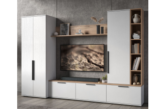 Модульная гостиная Филеста белый / дуб вотан комплектация 1