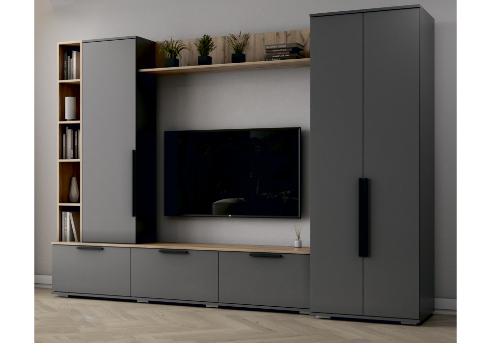 Модульная гостиная Филеста графит / дуб вотан комплектация 1