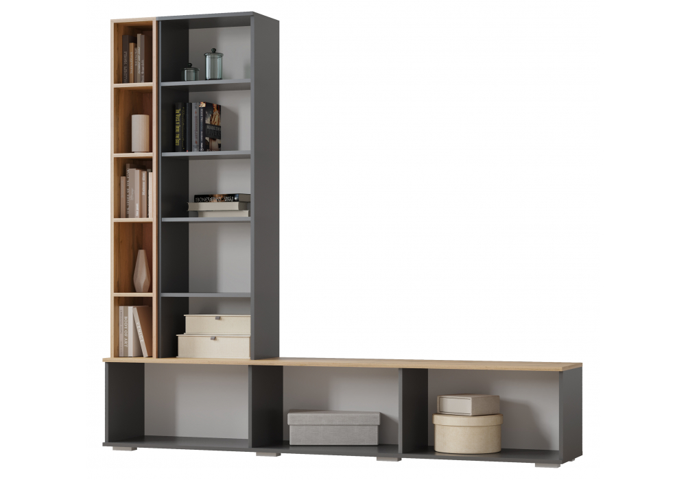 Модульная гостиная Филеста графит / дуб вотан комплектация 1