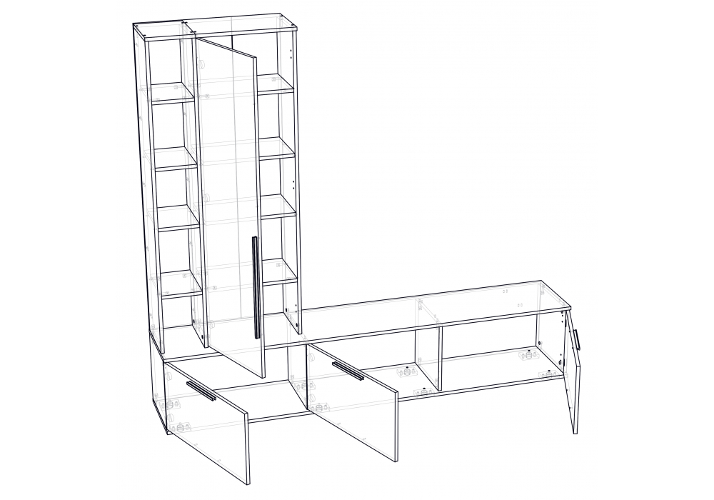 Модульная гостиная Филеста графит / дуб вотан комплектация 1
