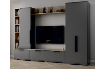 Модульная гостиная Филеста графит / дуб вотан комплектация 1
