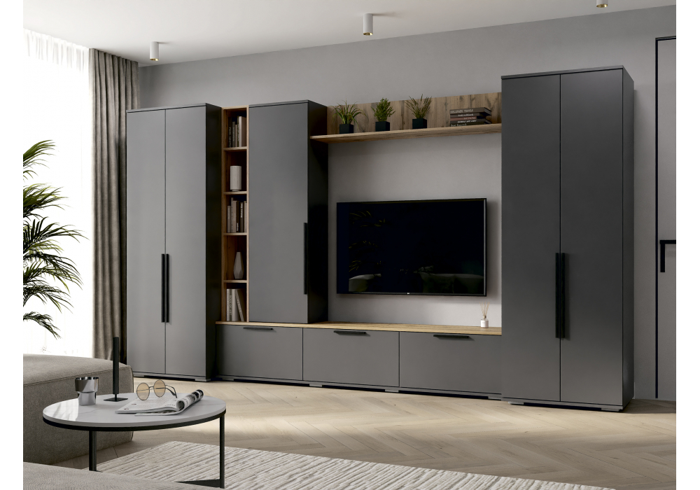 Модульная гостиная Филеста графит / дуб вотан комплектация 2