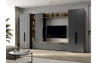 Модульная гостиная Филеста графит / дуб вотан комплектация 2
