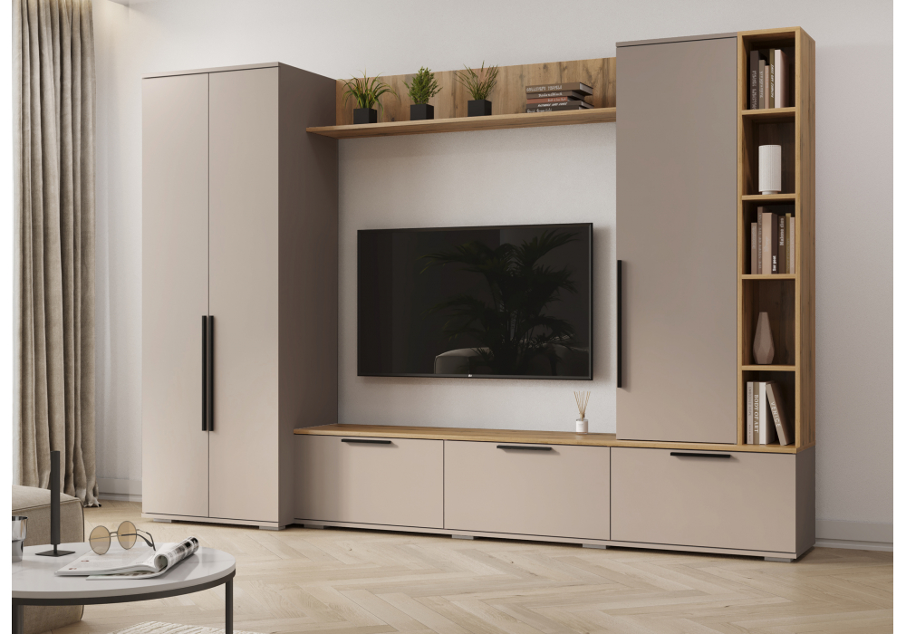 Модульная гостиная Филеста кашемир / дуб вотан комплектация 1