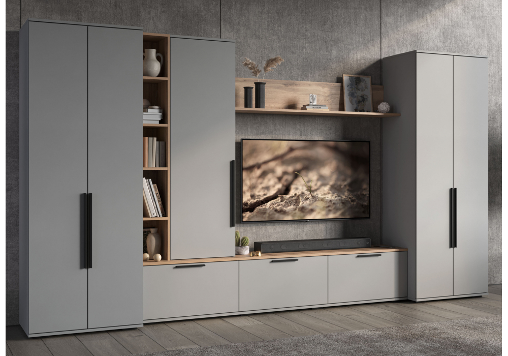 Модульная гостиная Филеста шиншилла серая / дуб вотан комплектация 2