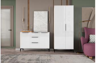 Модульная гостиная Лонгфорд комплектация 1 белый / бетон светлый