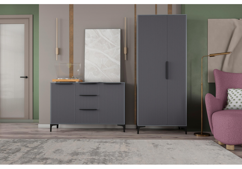 Модульная гостиная Иадама графит / графит софт комплектация 3