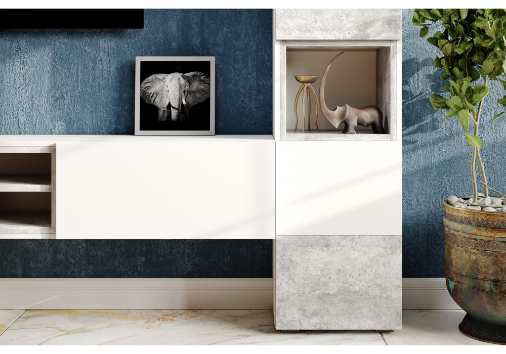 Модульная гостиная Лонгфорд комплектация 1 белый / бетон светлый