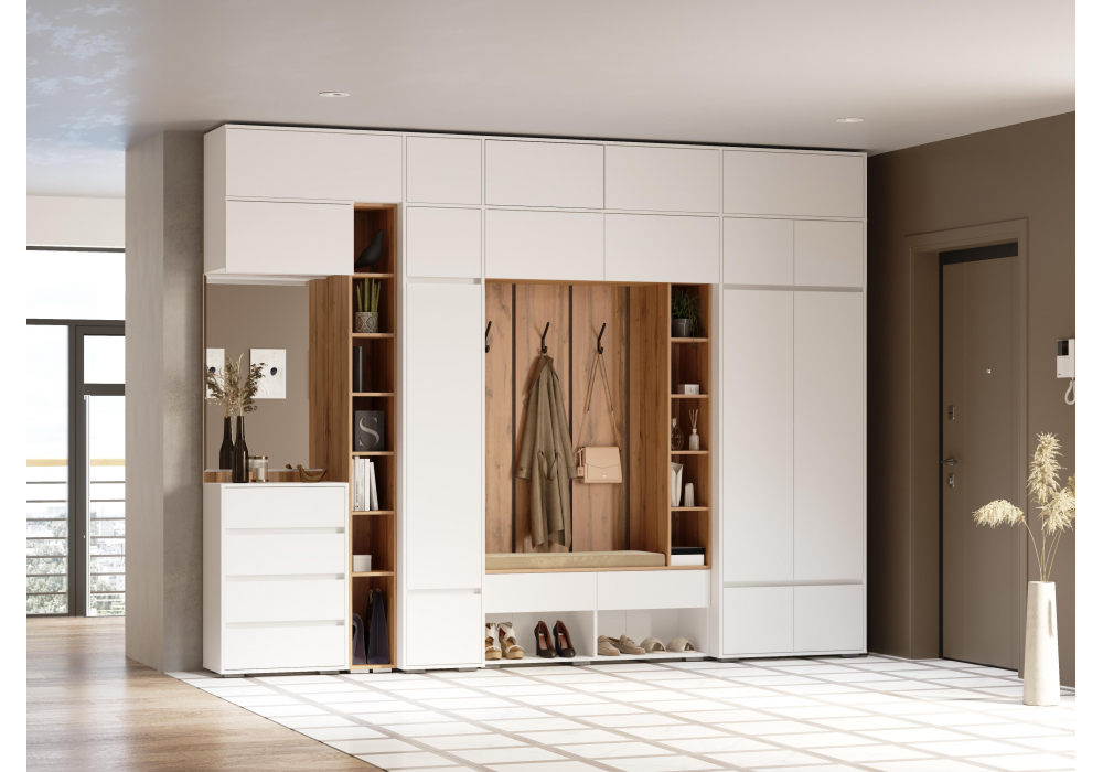 Модульная прихожая Роут белый комплектация 1