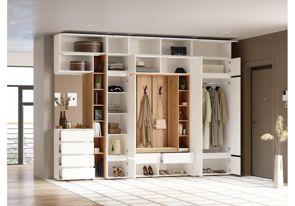 Модульная прихожая Роут белый комплектация 1