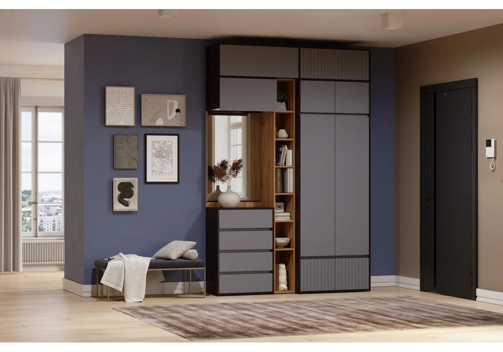 Навесной шкаф Роут 2 венге / графит софт