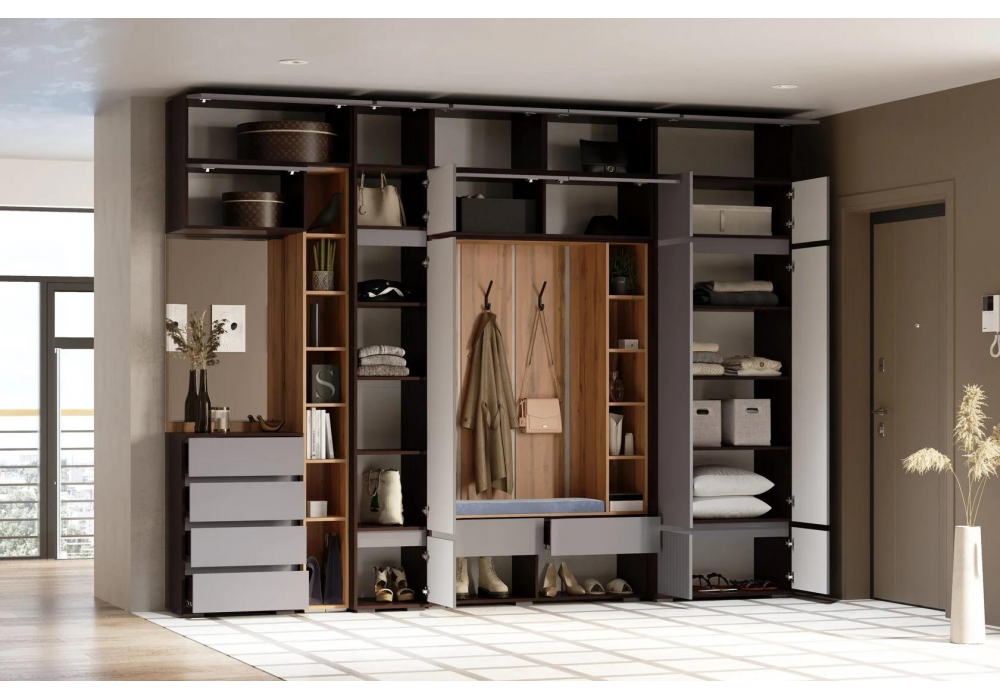 Навесной шкаф Роут 3 венге / графит софт