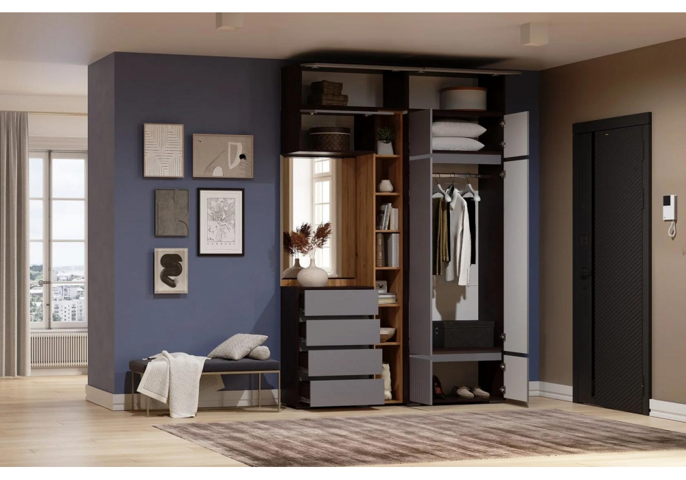 Навесной шкаф Роут 4 венге / графит софт