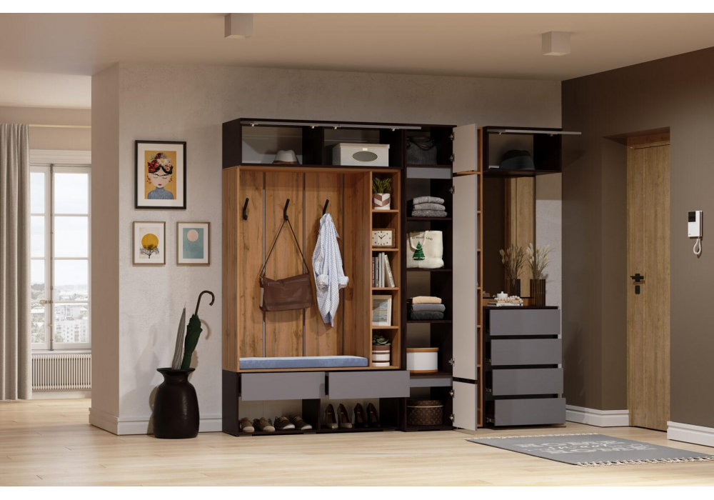 Навесной шкаф Роут малый венге / графит софт