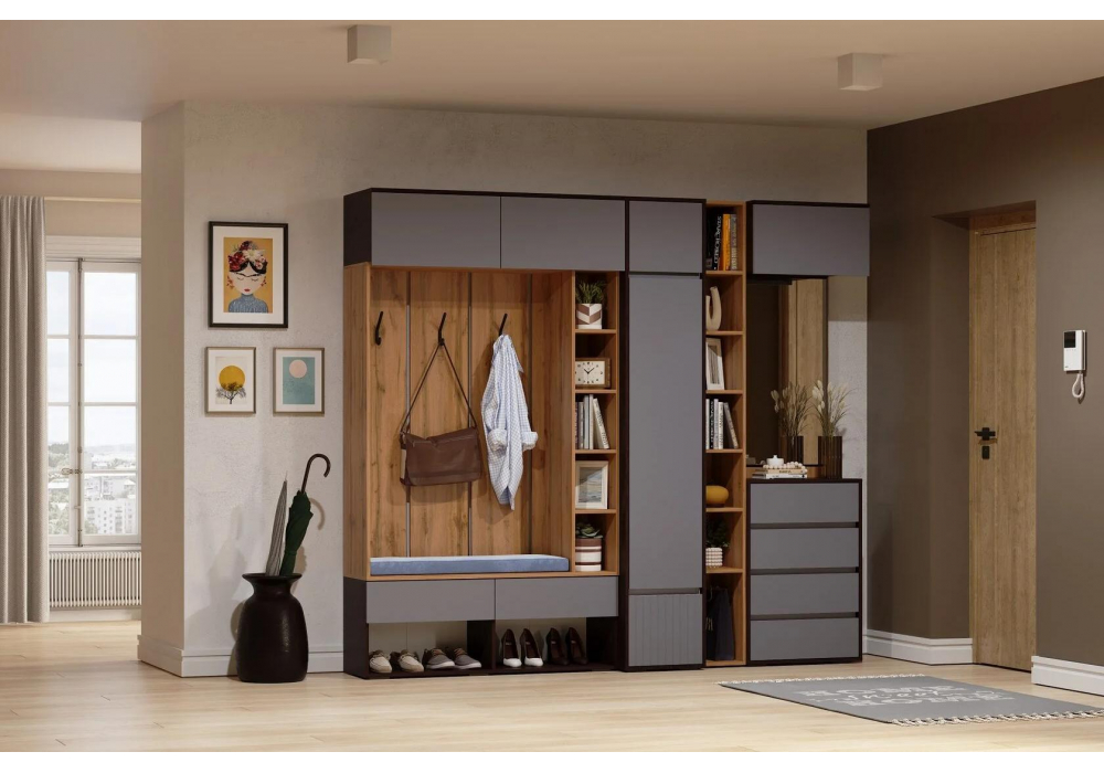 Навесной шкаф Роут венге / графит софт