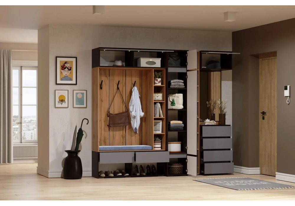 Навесной шкаф Роут венге / графит софт