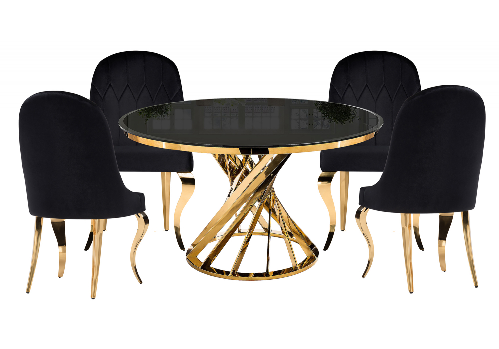Обеденная группа Аган black / gold