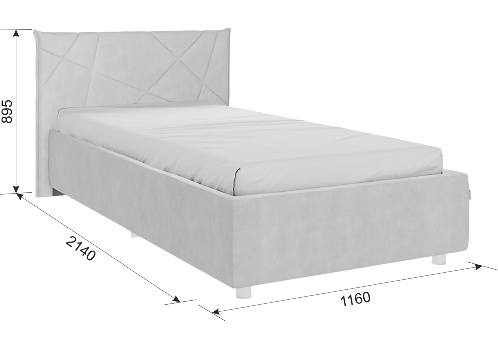 Односпальная кровать Бест 90х200 с ПМ велюр капучино