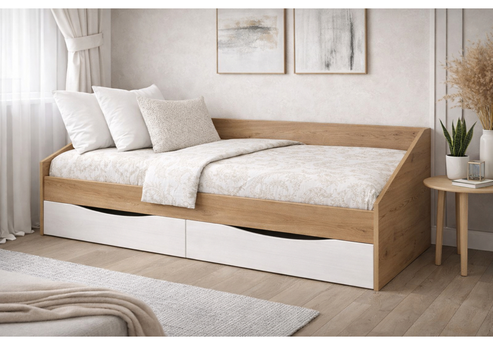 Односпальная кровать Эриол 90x200 крафт золотой / белый