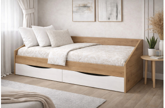 Односпальная кровать Эриол 90x200 крафт золотой / белый