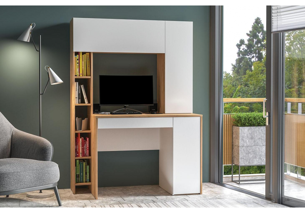 Письменный стол Комфорт 12.71 дуб золотой craft / белая аляска