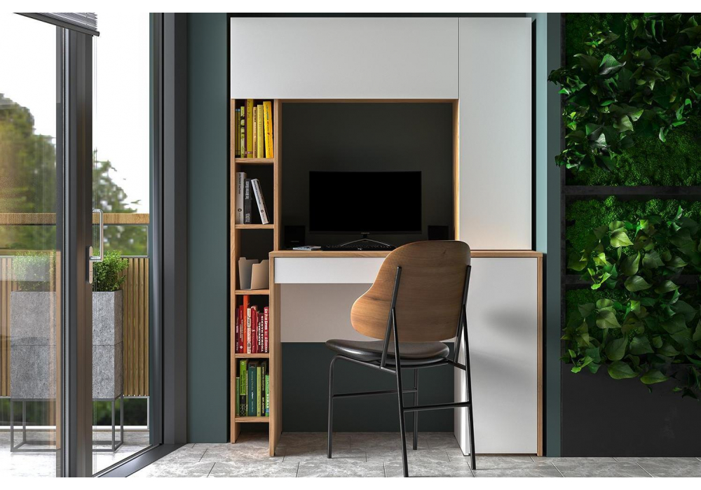 Письменный стол Комфорт 12.71 дуб золотой craft / белая аляска